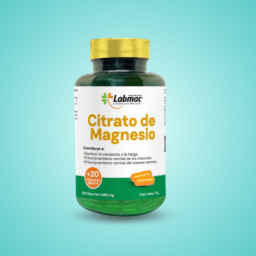 Citrato De Magnesio - 100 Cápsulas 600mg + 20 Cápsulas - Beneficios Increíbles para Tu Salud y Bienestar Diario